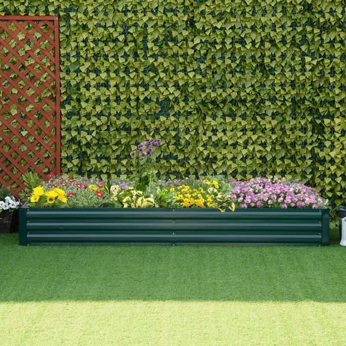 Raised vegetable garden bed - Outsunny - modular, raised, rust-resistant metal planter for vegetables and flowers - galvanized steel - 241x90.5x30cm - green