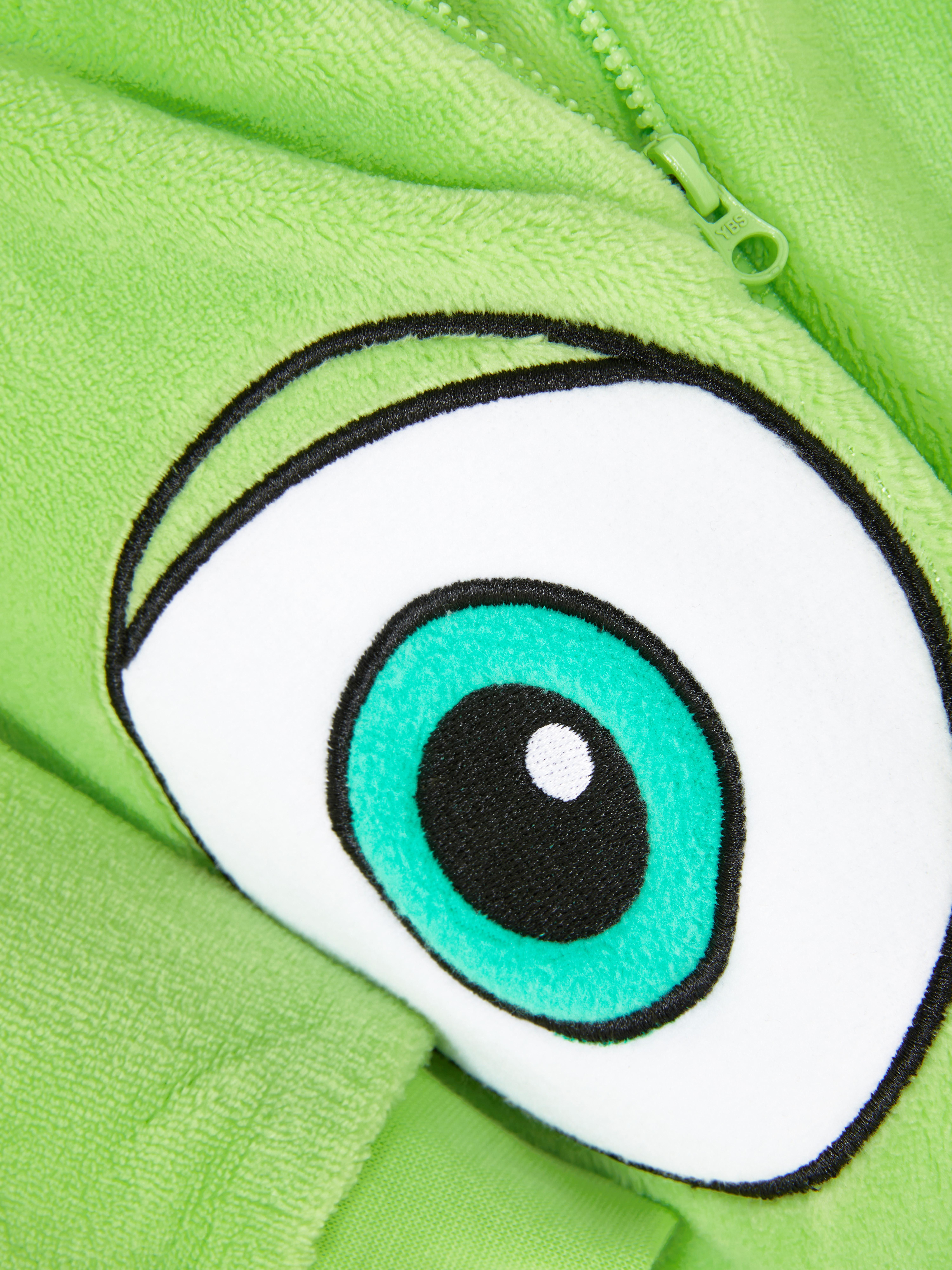 Salopetă din fleece cu fermoar pentru bebeluși Monsters, Inc. O salopetă pentru bebeluși de la Monsters, Inc. cu coarne și un ochi ca al curajosului Mike Wazowski