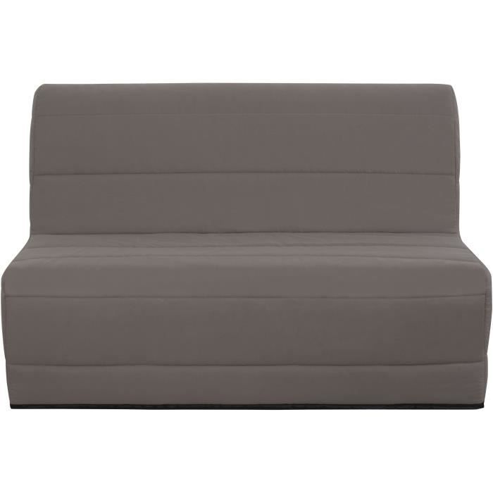 Sofá-cama BZ 140x190 - Tecido Taupe - MELISSA - 13cm de espessura - 2 lugares - Conforto macio