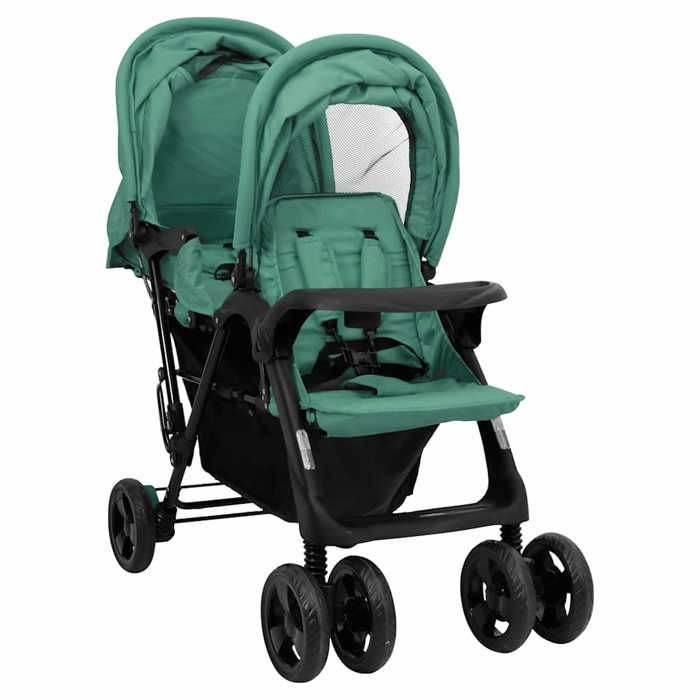 vidaXL Double Stroller, Foldable Travel Pram, Toddler Stroller, Outdoor Protection against 10352