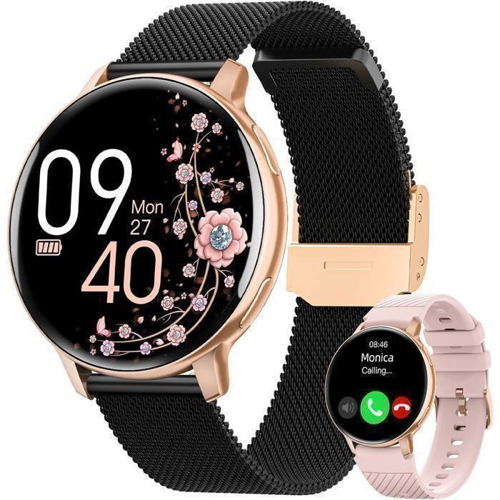 Elegante reloj inteligente para mujer: llamadas Bluetooth, monitorización de frecuencia cardíaca/presión arterial/SpO2, seguimiento del sueño, más de 100 deportes, resistencia al agua IP68, pantalla HD de 1,39″ – Tiducel®