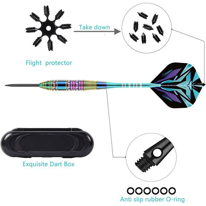 Professional Soft Tip Darts, Purple, 24g, 165mm, Aluminum, 3 Pieces with Carrying Case, for Target