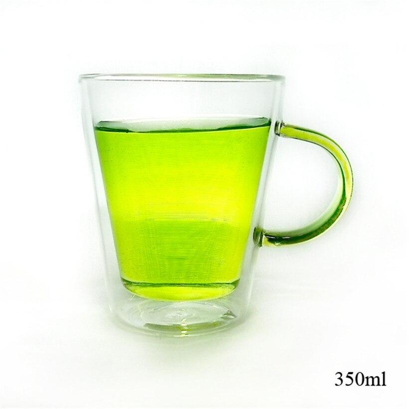 Nouvelles tasses à double compartiment anti-brûlure avec anses colorées, idéales pour le café, le lait, le thé parfumé, en verre borosilicate sans plomb bicouche, design Bodum.