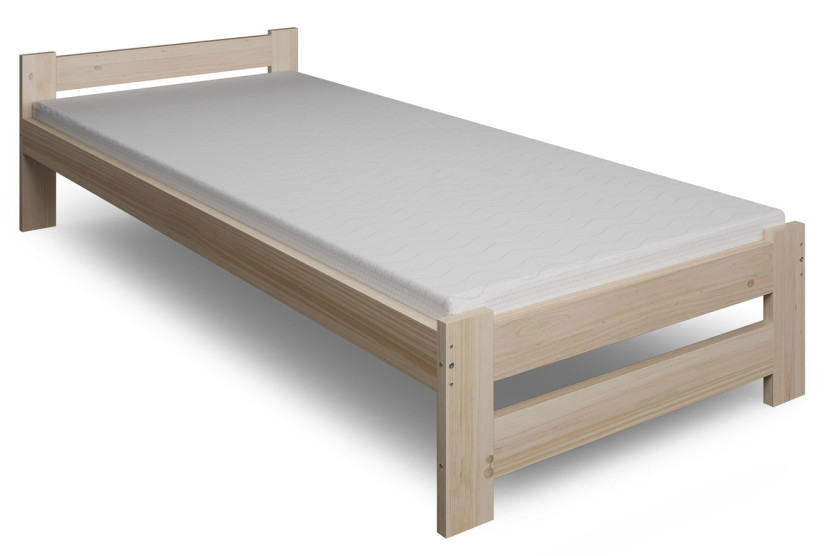 Pojedyncze drewniane łóżko z materacem 90x200 - Ornix