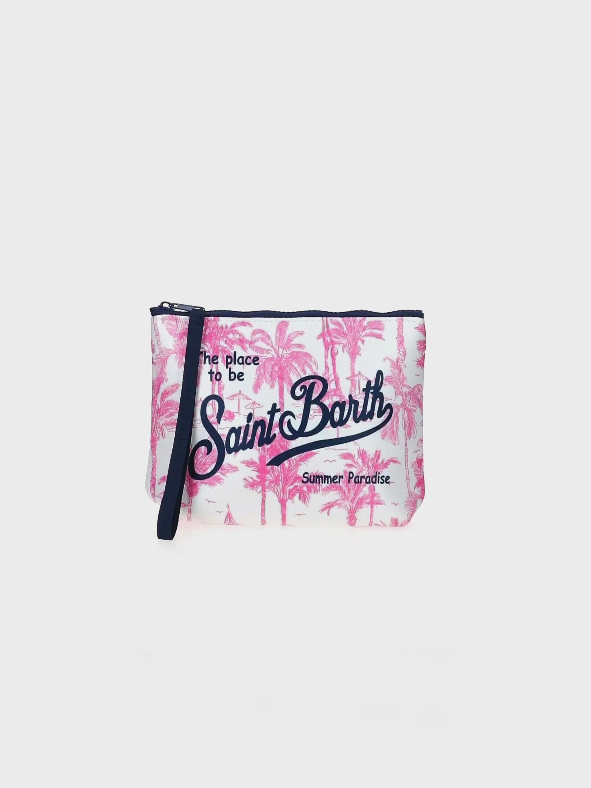 Aline clutch tas van scuba-stof met toile de jouy-print.