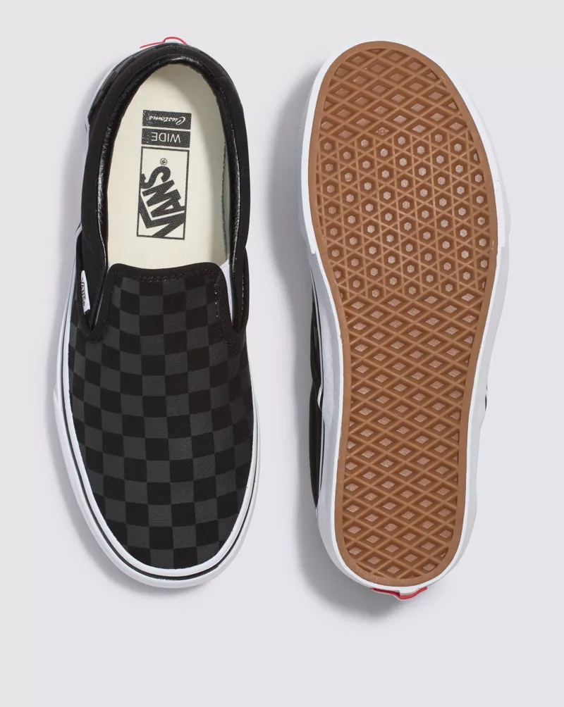 Customs Black Checkerboard Slip-On Wide