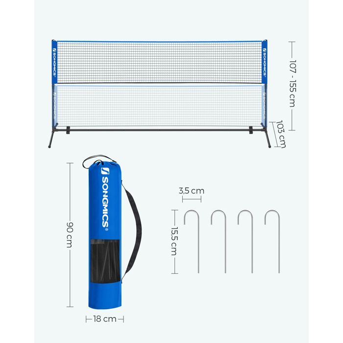 Red de bádminton de 3 m, red de voleibol, altura ajustable, juego de tenis portátil