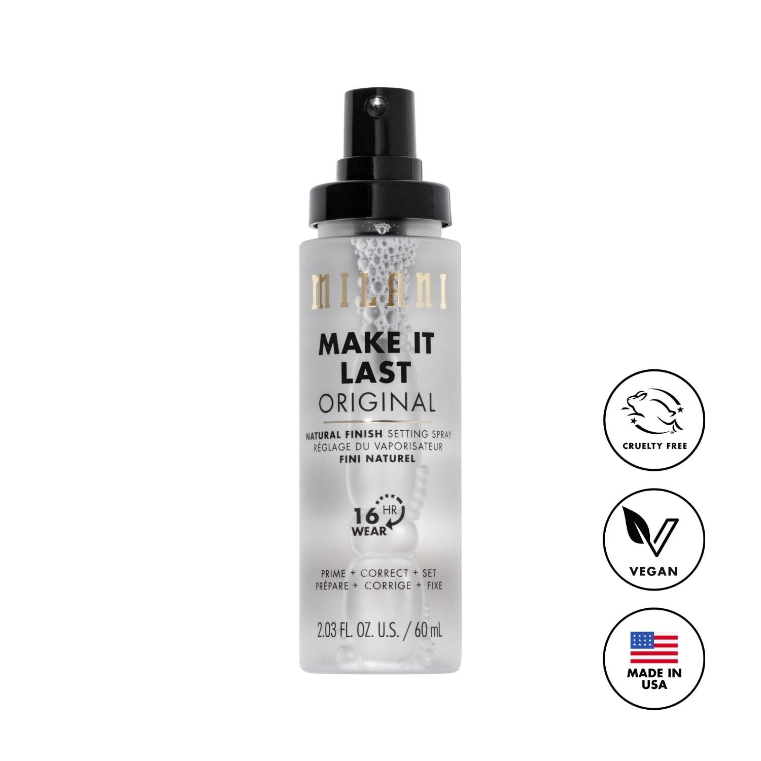 Fixačný sprej Milani Prime + Correct + Fix Setting - 60 ml