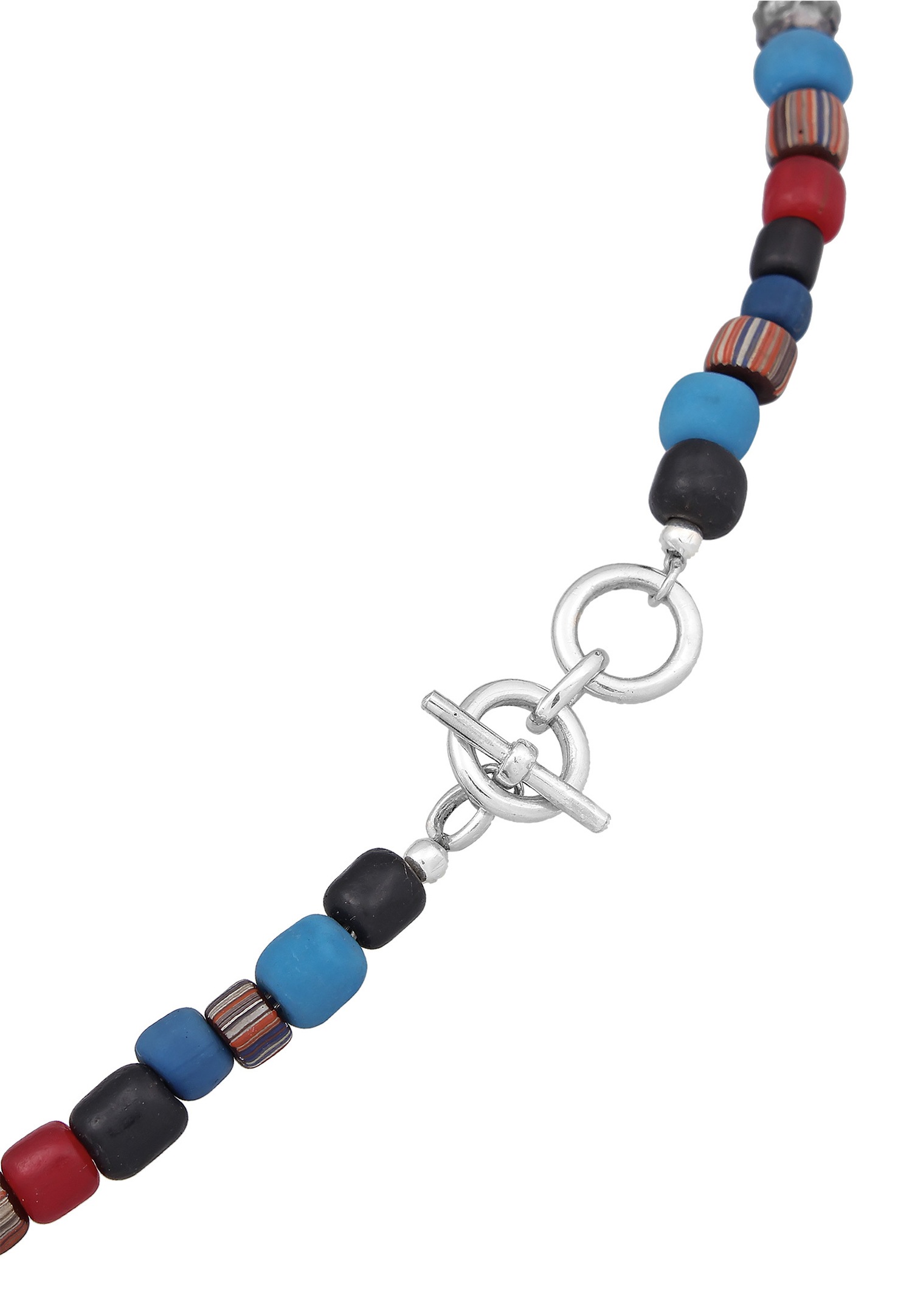 KUZZOI Hommes T-Bone fermeture Perles de verre bleu en argent sterling 925