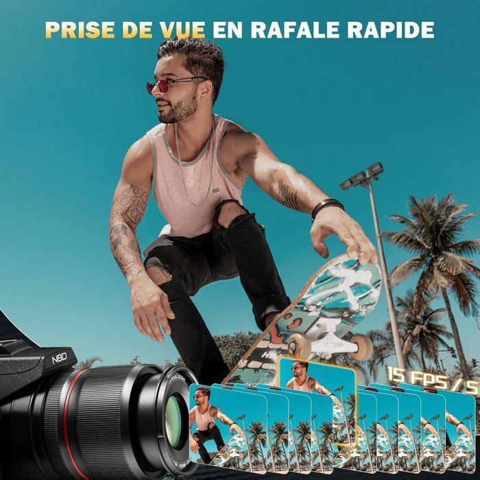 Appareil Photo Numérique 8K 64MP avec Mise Au Point Automatique, Zoom Optique 16X, Écran IPS 3