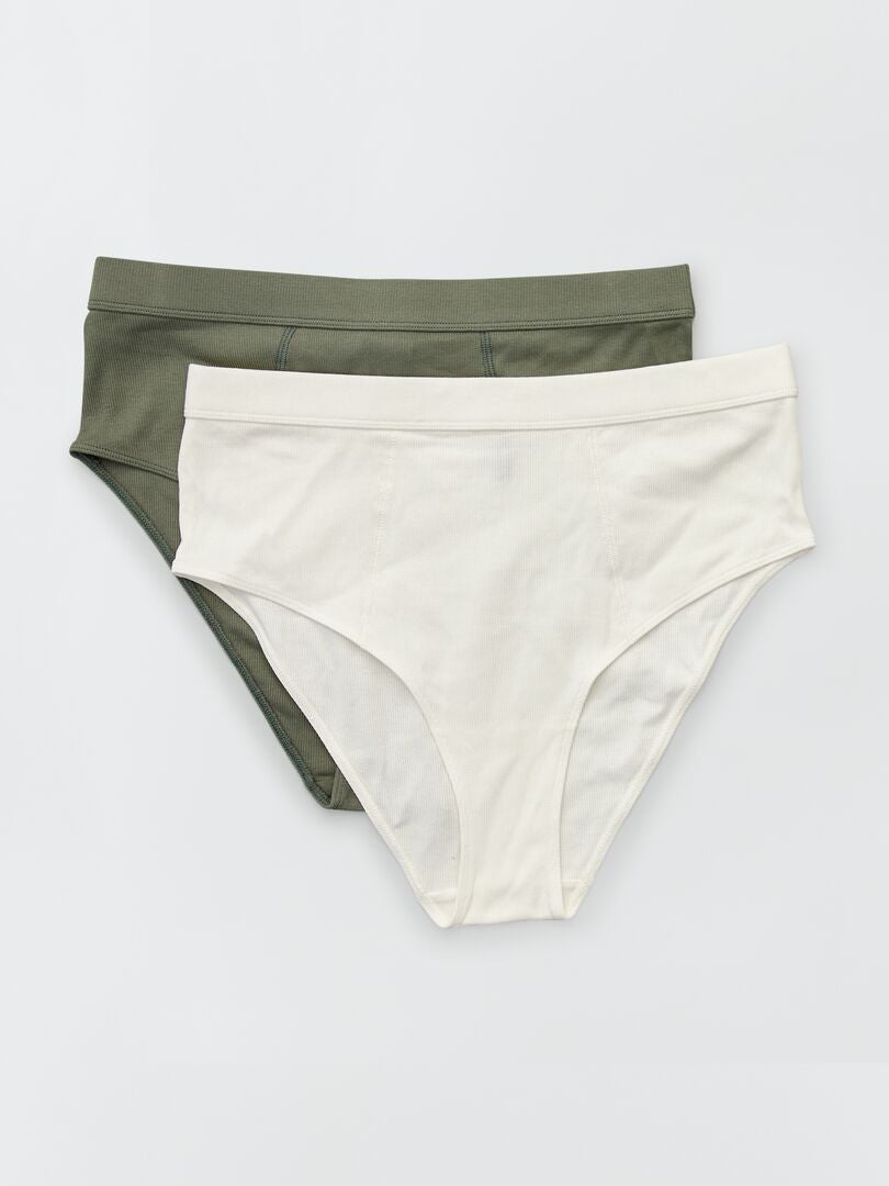 Conjunto de 2 cuecas caneladas de algodão - BRANCAS