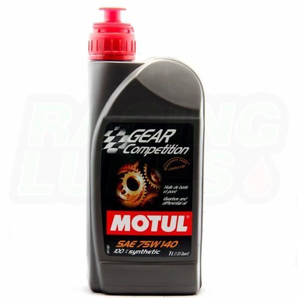 Lata de 1 litro de aceite Motul GEAR Competition 75W-140 para cajas de cambios y diferenciales de motocicletas y automóviles.