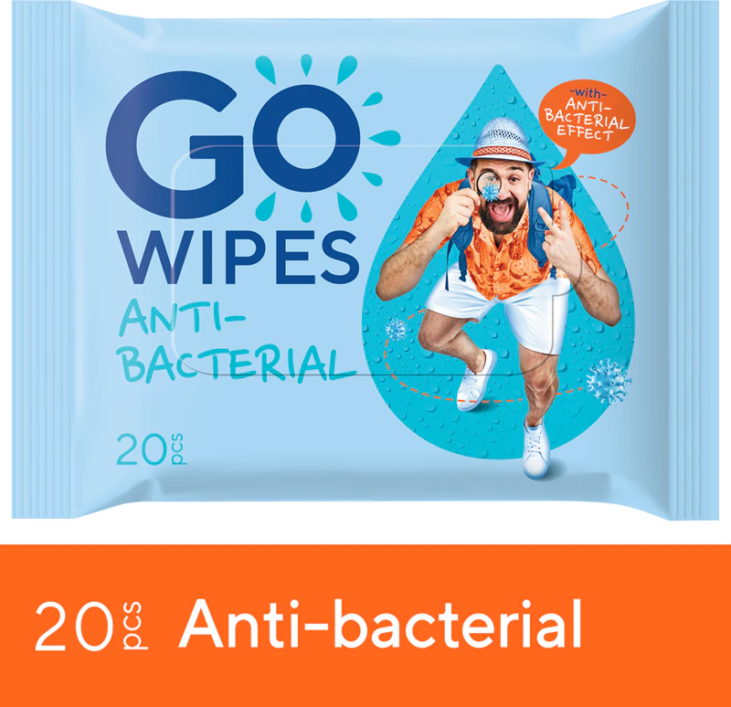 GoWipes Lenços umedecidos antibacterianos refrescantes com propriedades antibacterianas