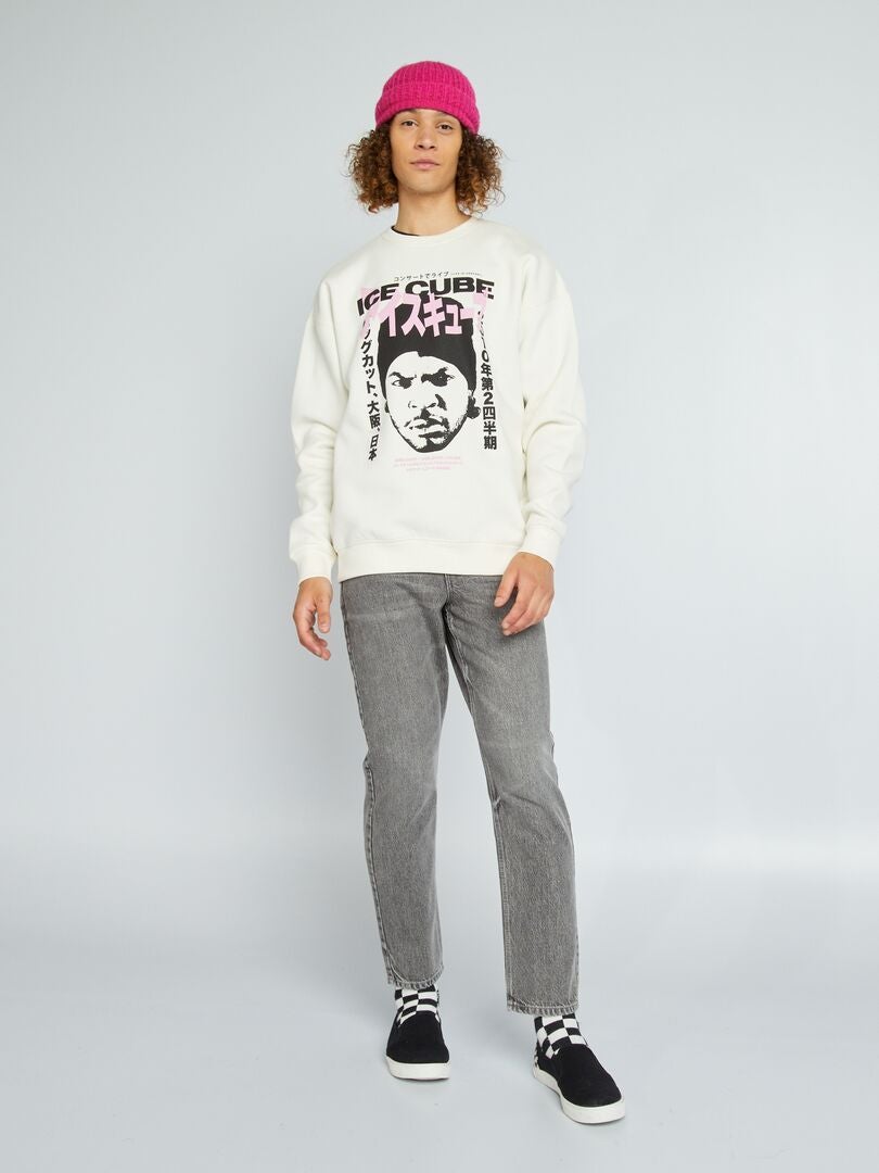 'Ice Cube' sweatshirt met ronde hals - BEIGE