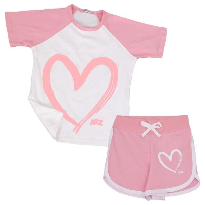 Conjunto de ropa - A2Z - Rosa bebé - Camiseta de manga corta - Pantalones cortos - 2 piezas