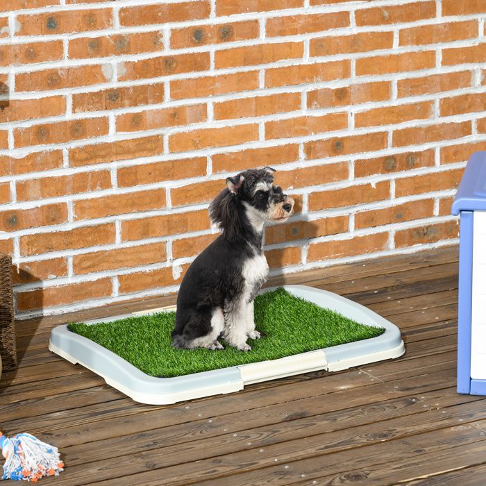 Toilette pour chien - PawHut - litière avec tapis en gazon artificiel plateau et panneau grillagé - 63 x 48,5 cm