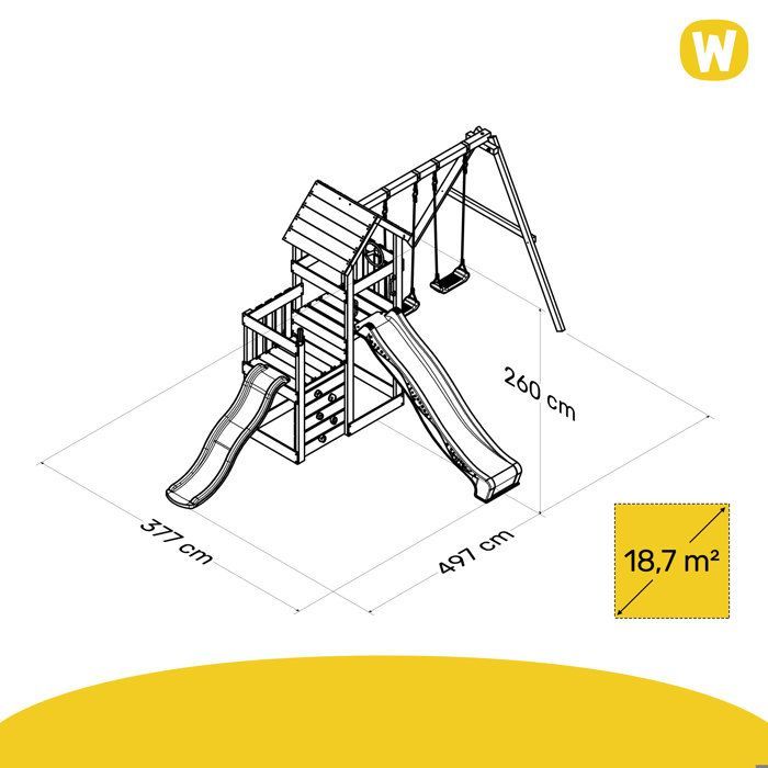 Zona de juegos WICKEY SkyFlyer: 2 plataformas, 2 toboganes verde pastel y un columpio. Garantía de 10 años*. Para hermanos.