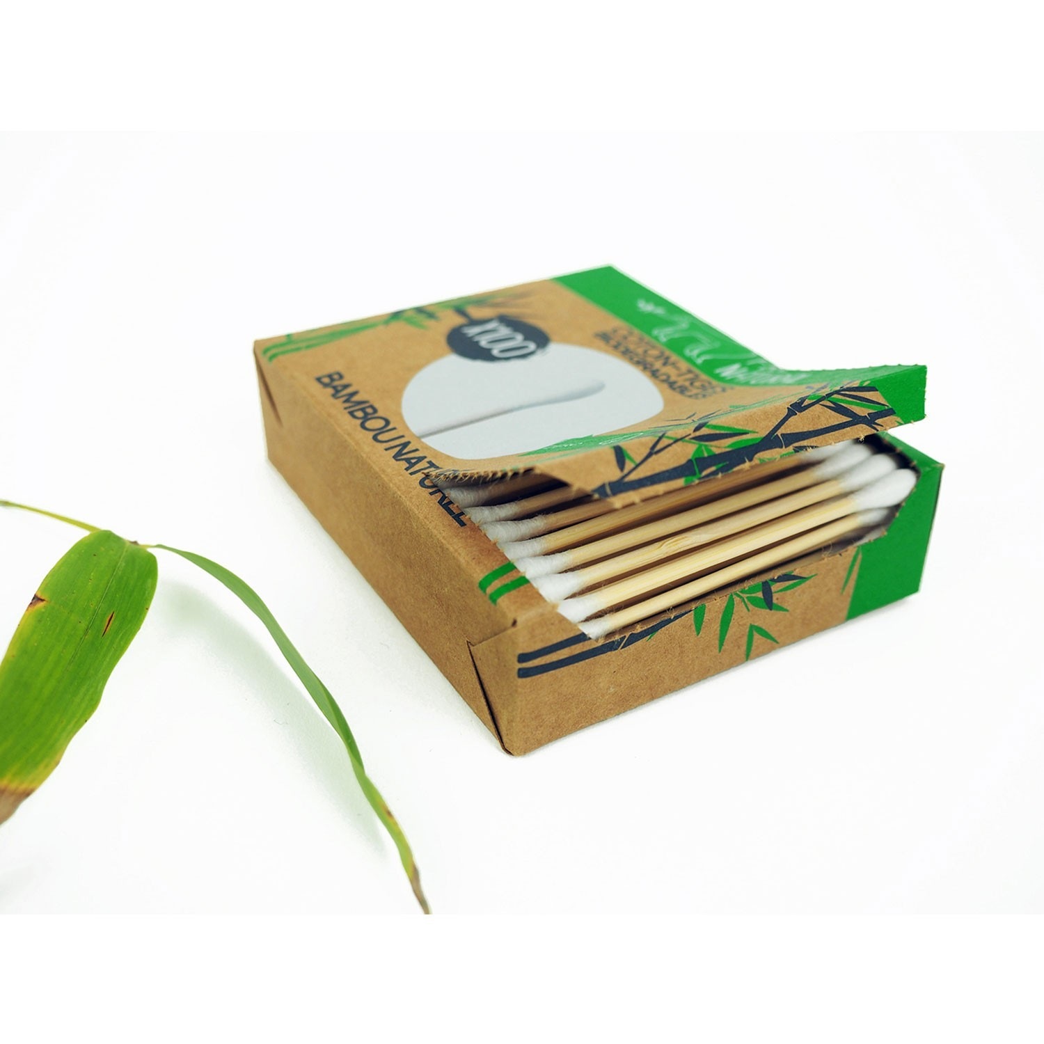 Feel Natural Boîte 200 cotons tiges blanc Bambou