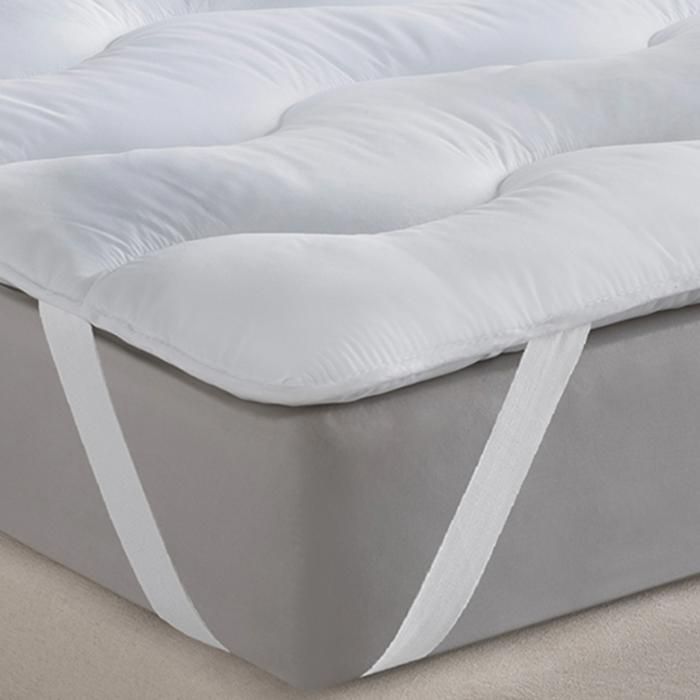 Cubrecolchón IDMARKET 140x190 cm EDA, grueso y suave con costuras onduladas, 600 g