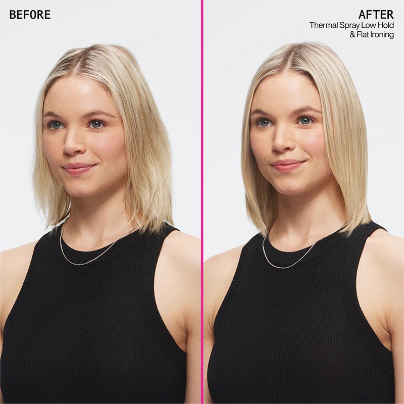 Redken Thermal Spray je zaščitni sprej za oblikovanje las pred visokimi temperaturami.