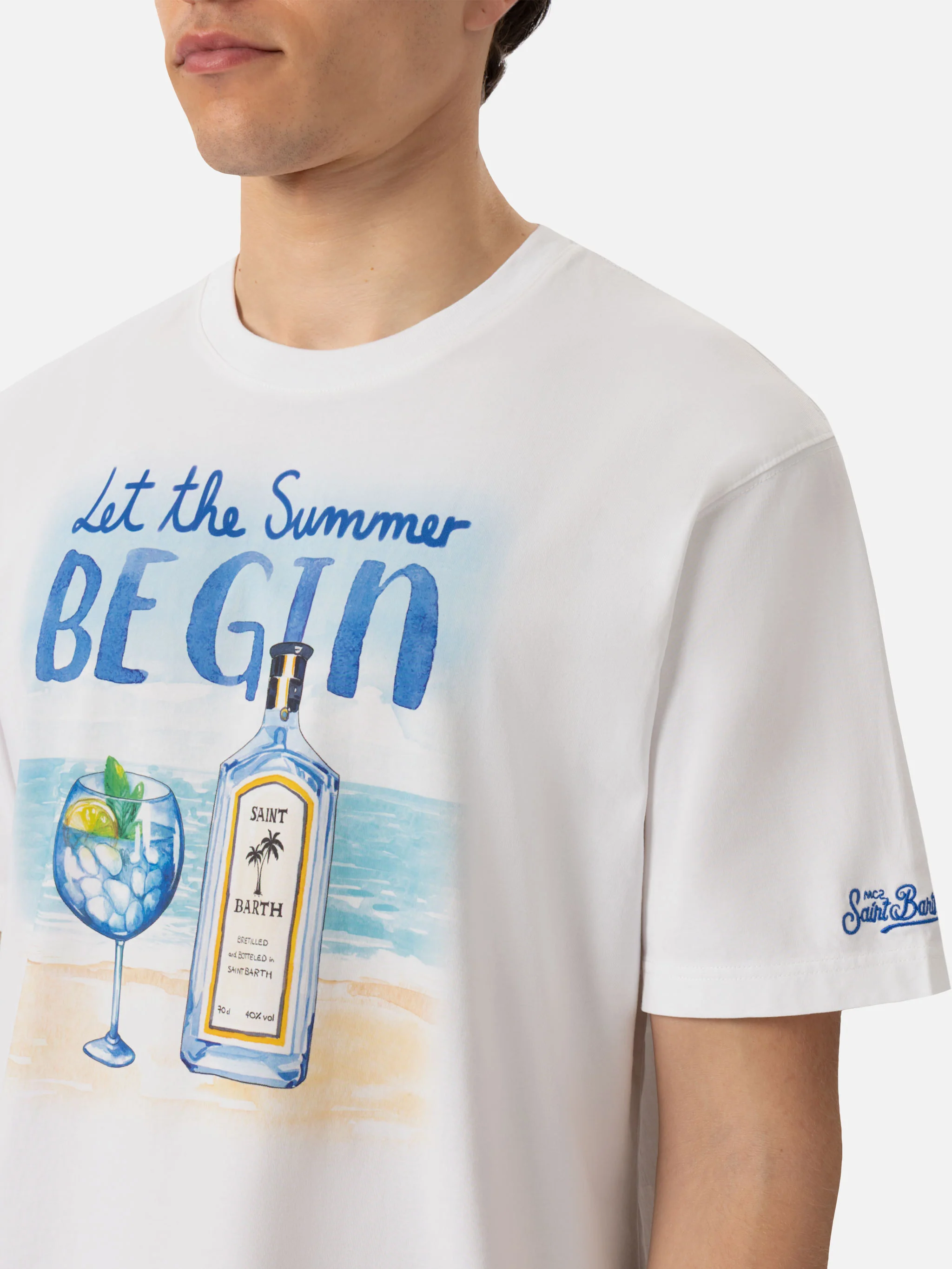 T-shirt Man in cotone con stampa Let the Summer Be Gin