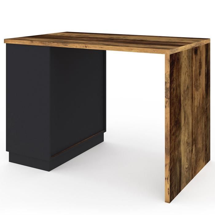 IDMARKET VITO Mesa alta tipo isla de 130 cm con efecto madera oscura y color negro para 4 personas HAWKINS