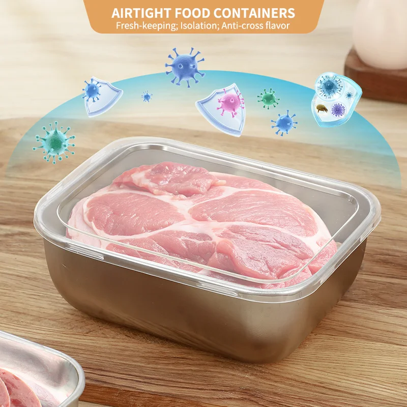 Boîte de conservation alimentaire 3/6 pièces avec couvercle, idéale pour conserver les légumes, les fruits et les ustensiles de cuisine.