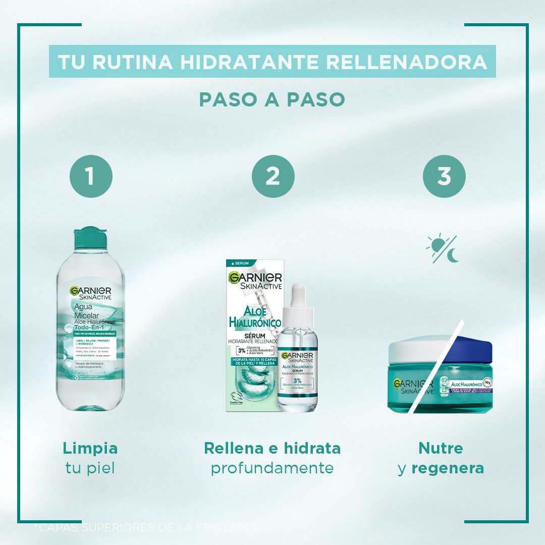 Skin Active 3 viename kremas su alaviju ir hialurono rūgštimi Serumai