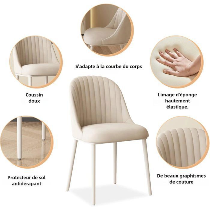 Guyii Modern Chair, Sleek Lounge Chair with Striped Backrest, White Chair for Dining Room or Bedroom