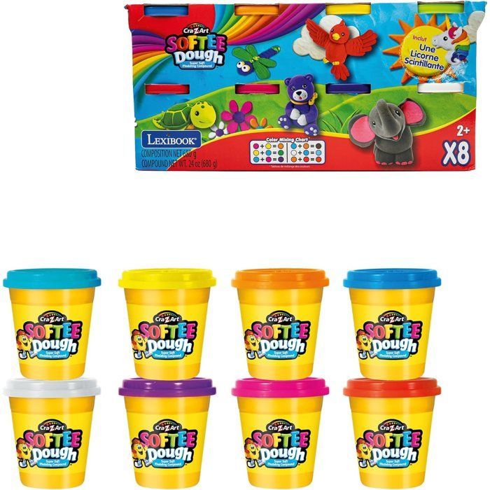 LEXIBOOK CRAZART - Zachte en kneedbare boetseerklei - 8 stuks - 3 jaar