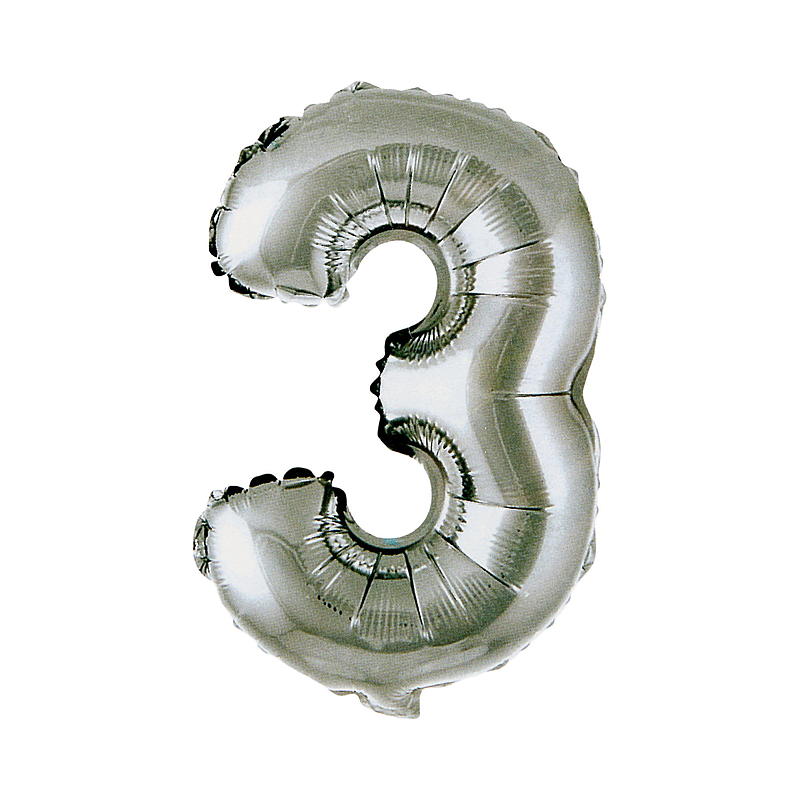 Globo de aluminio Giform con el número 3, 1 unidad, 81 cm de alto.