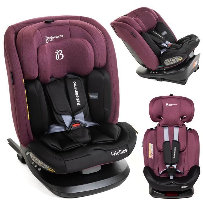 BEBELISSIMO - Siège auto Isofix - pivotant 360 ° -  40-150cm - (0-36kg) - Hellios - bordeaux /noir - R129 i-size