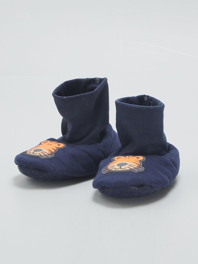 Botas de cano curto com estampa de zebra - AZUL