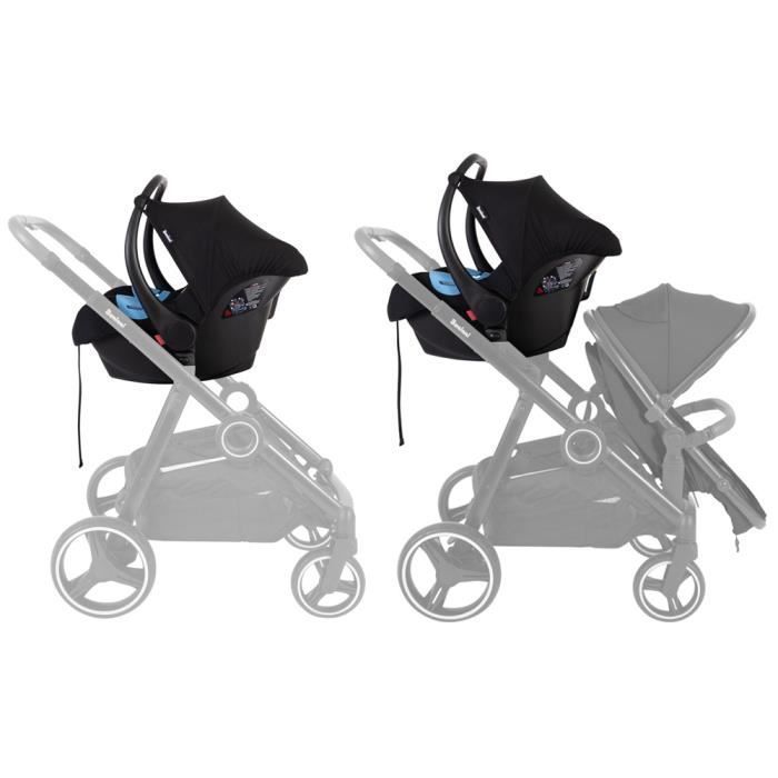 Carrinho de bebê duplo 4 em 1 Baninni com bebê conforto Luiz, preto