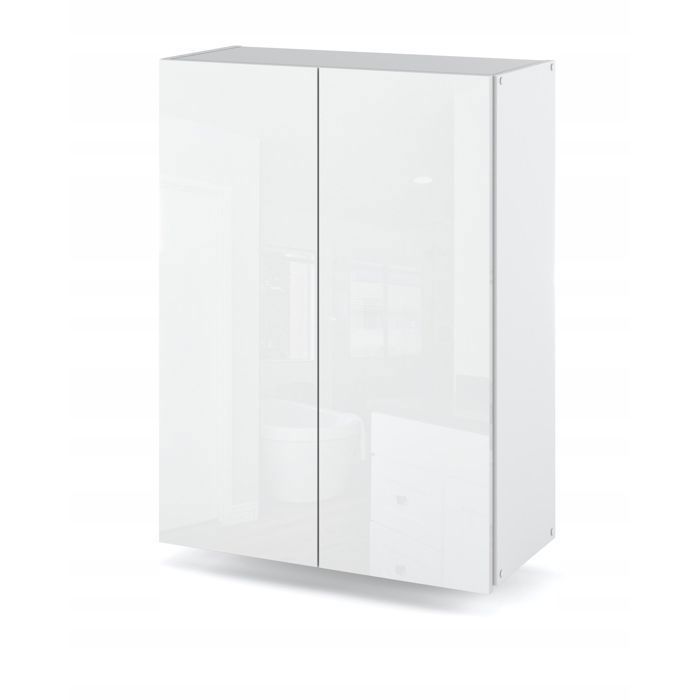 Wall-mounted bathroom cabinet - Storage unit for laundry and washing machines, matte and glossy finish, 60x80x30 cm