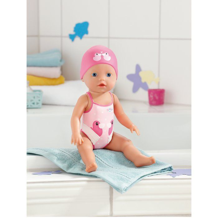 Poupon - BABY BORN -  Ma première nage - Poupée fille 30 cm - Tenue non détachable et bonnet - Jouet de bain - Dès 1 an