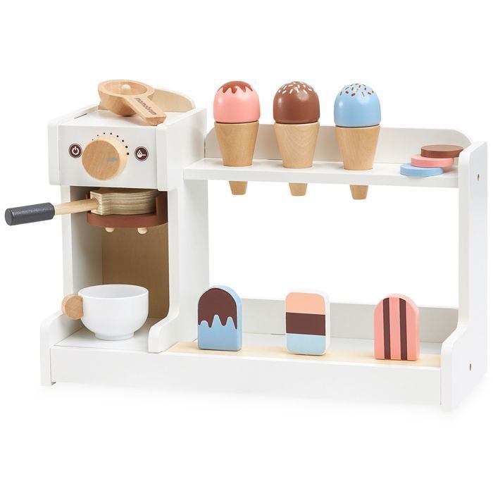 Rollenspiele – MAMABRUM – Mamabrum Kinder-Holzspielzeug – Eismaschine – Kaffeemaschine – Zubehör inklusive