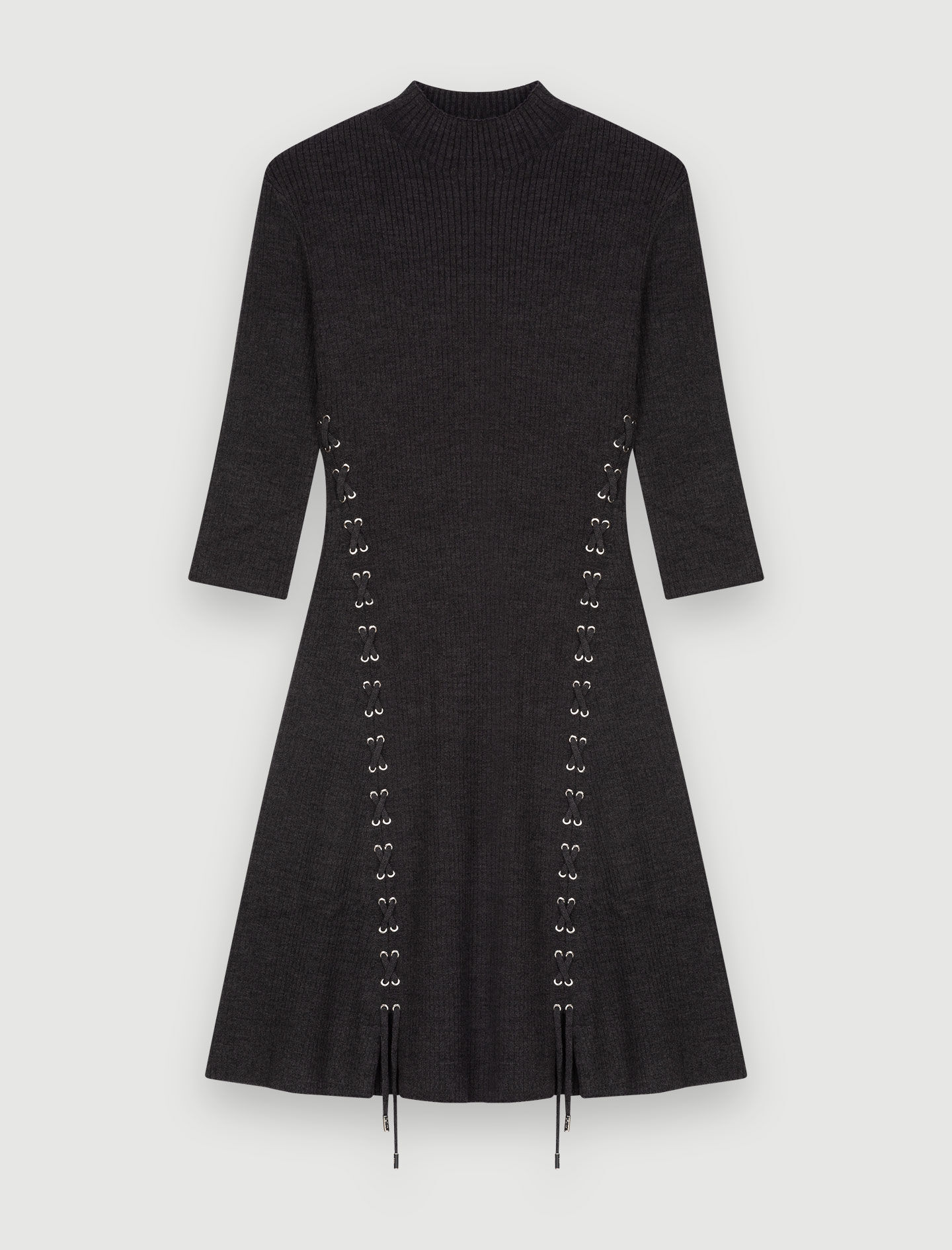 Rochie tricotată cu ochiuri metalice - Gri