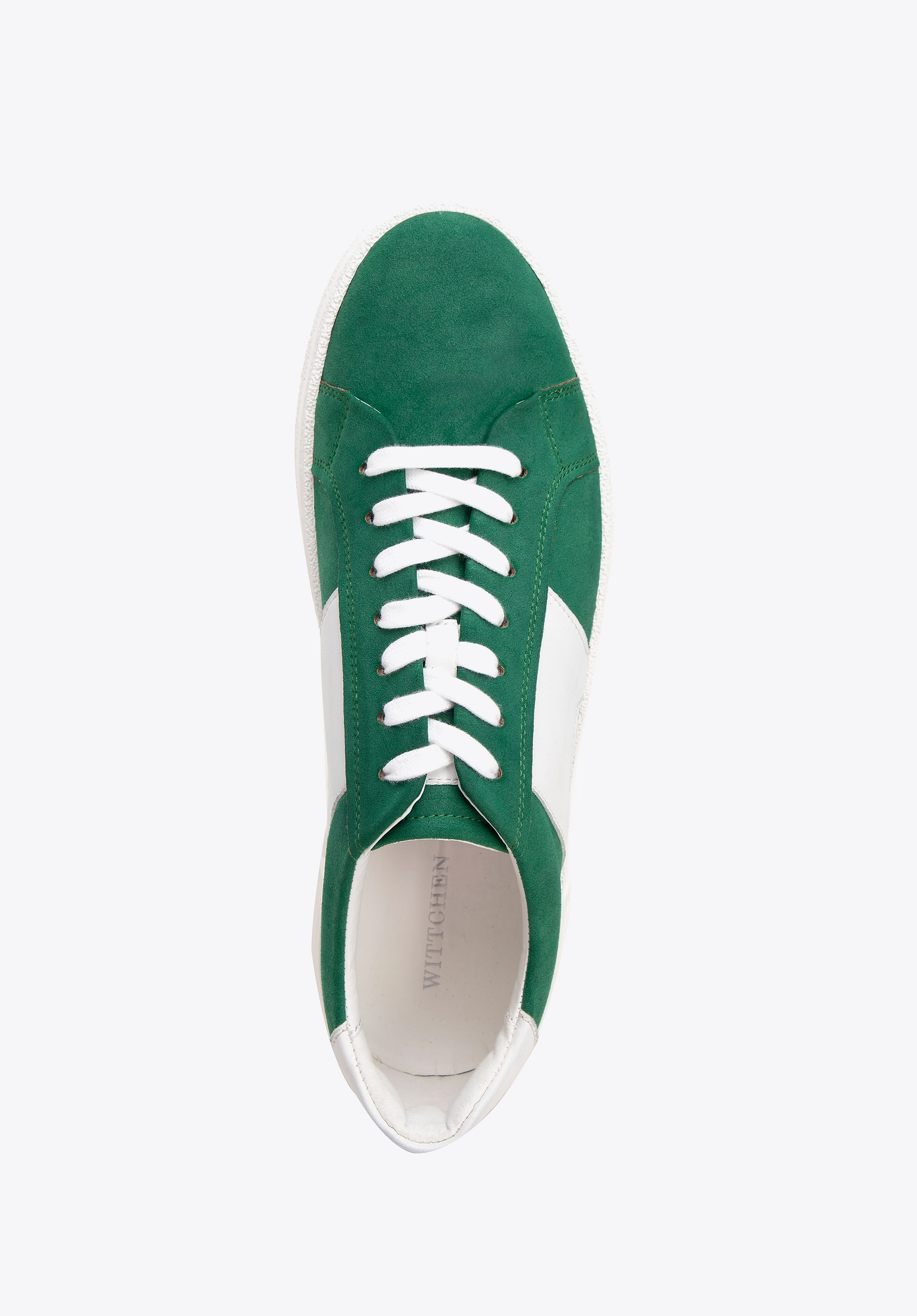Męskie sneakersy z kontrastową podeszwą zielone