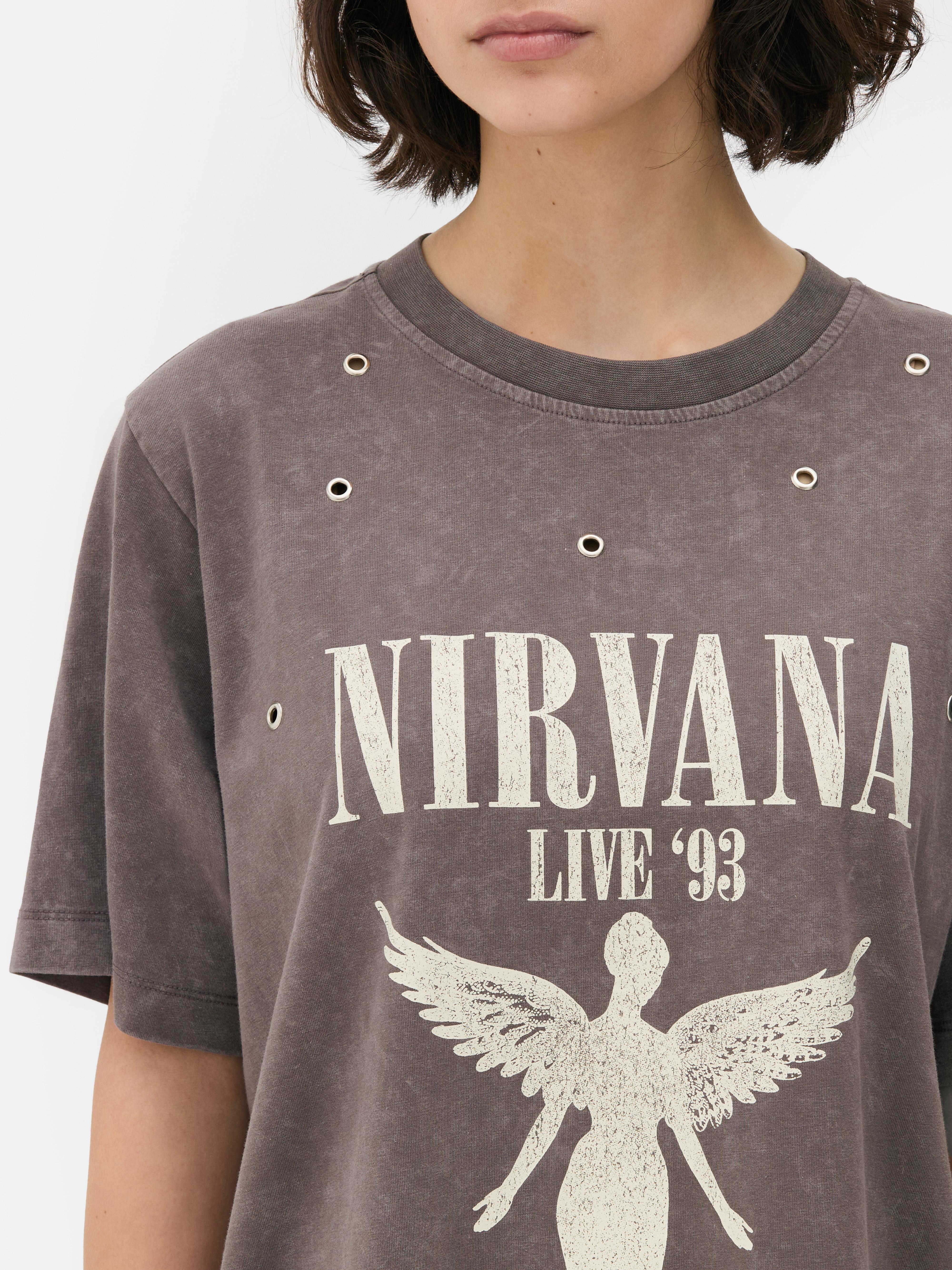 Tricou cu mânecă scurtă Nirvana Un tricou cu mânecă scurtă și orificii pentru ochiuri