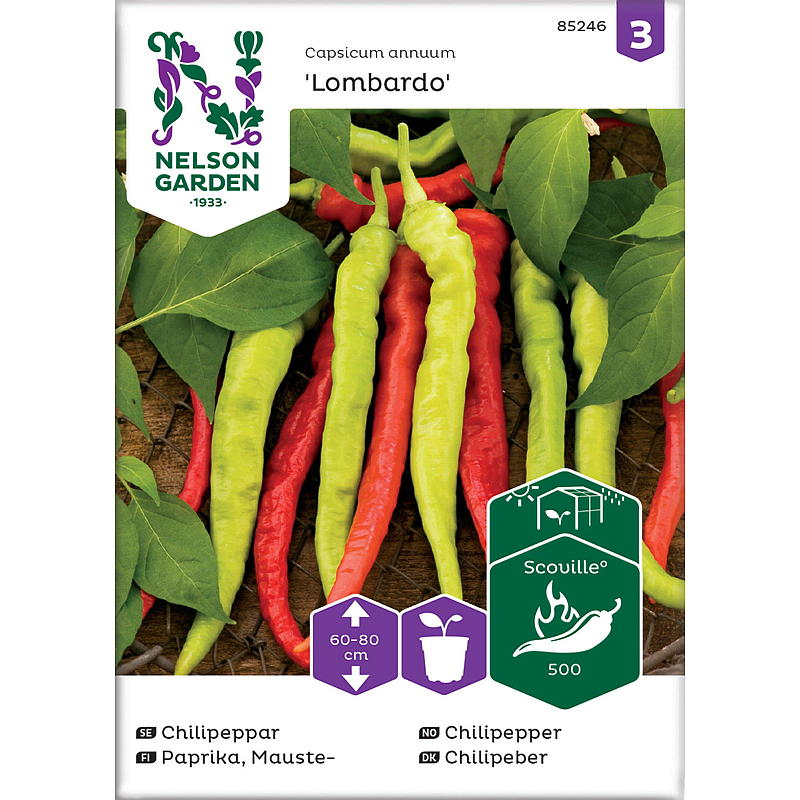 Semillas de jardín Nelson, pimiento chile Lombardo