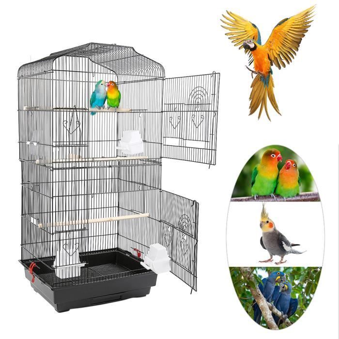 Cage Oiseaux Volière de Perroquet Canaries Perruche Canaris avec Poignée Portable