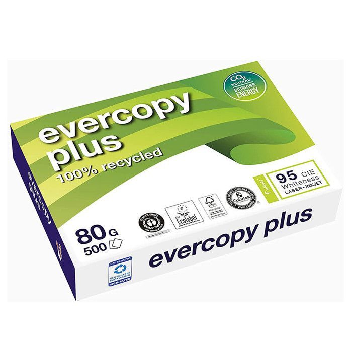 A4 paper ream - Evercopy - Evercopy+ - 100% recycled - 80g - 500 sheets