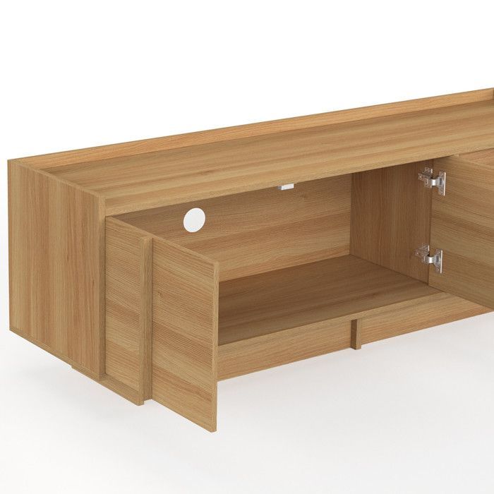 Mueble para TV IDMARKET ROSIE de 140 cm con 3 puertas, acabado en haya, diseño minimalista.