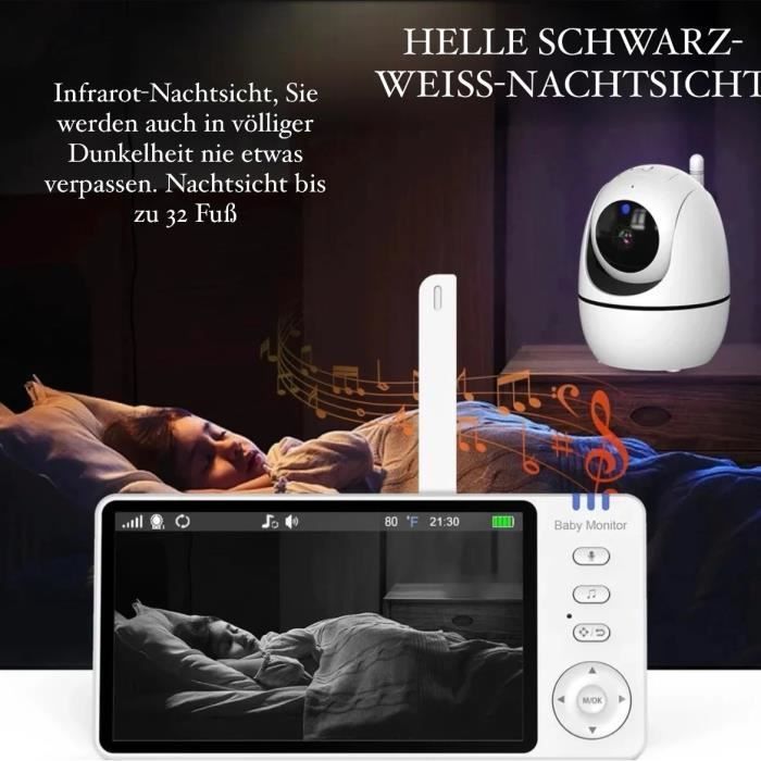 BabyPhone Vidéo Sans Fil Multifonctions-sans Fil-VOX-Ecran 2.0 LCD-Caméra Bidirectionnel - Vision Nocturne-Berceuses