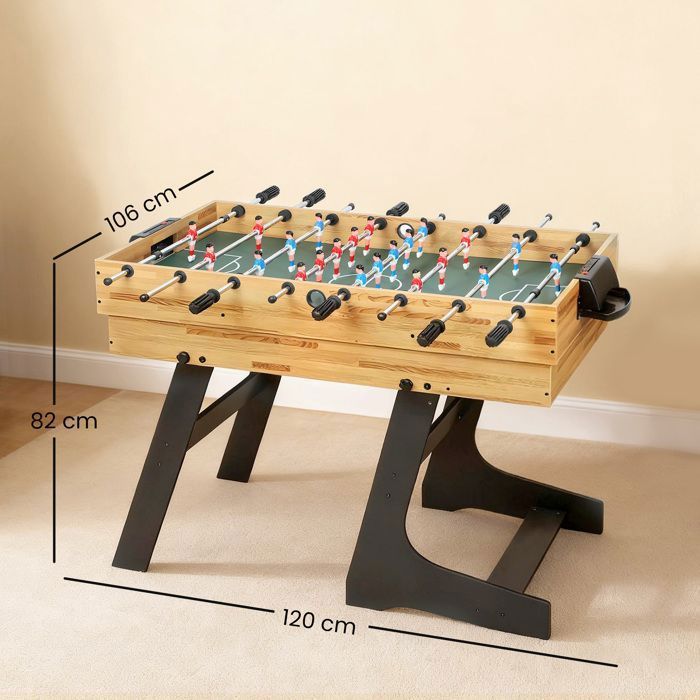 Mesa plegable multijuegos 13 en 1: futbolín, mesa de billar, para niños y adultos, 120 x 106 x 82 cm, nogal claro.