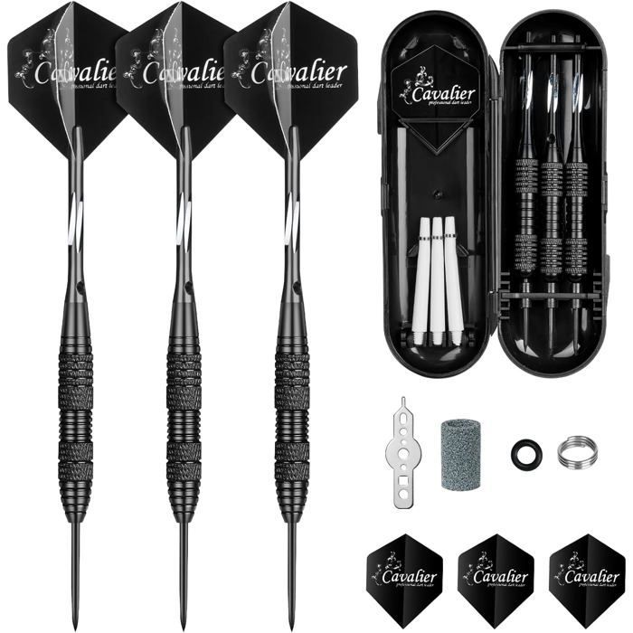 Fléchettes Pointe Acier 23g/24g,3/6 Fléchettes avec Pointe en Acier Noir,Set de Fléchettes Pointes Acier avec Ailettes,Arbres