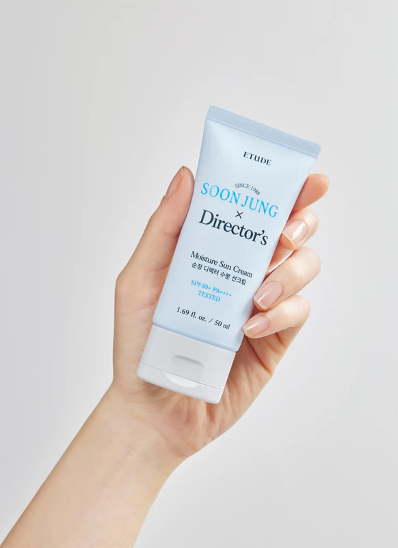 ETUDE SoonJung X Directors Sun Cream, emulsão hidratante e protetora para rosto e corpo FPS 50+.