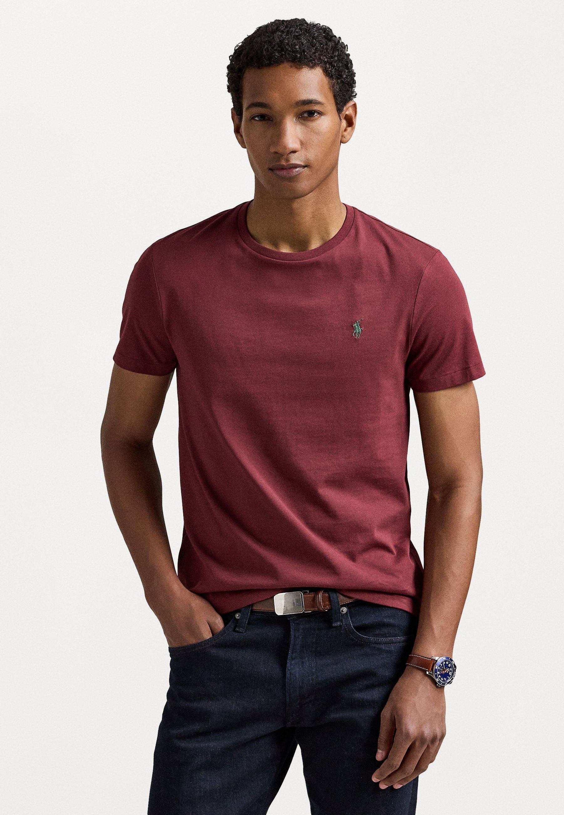 Polo Ralph Lauren CUSTOM SLIM FIT JERSEY CREWNECK T-SHIRT - T-shirt basic - rosso vino