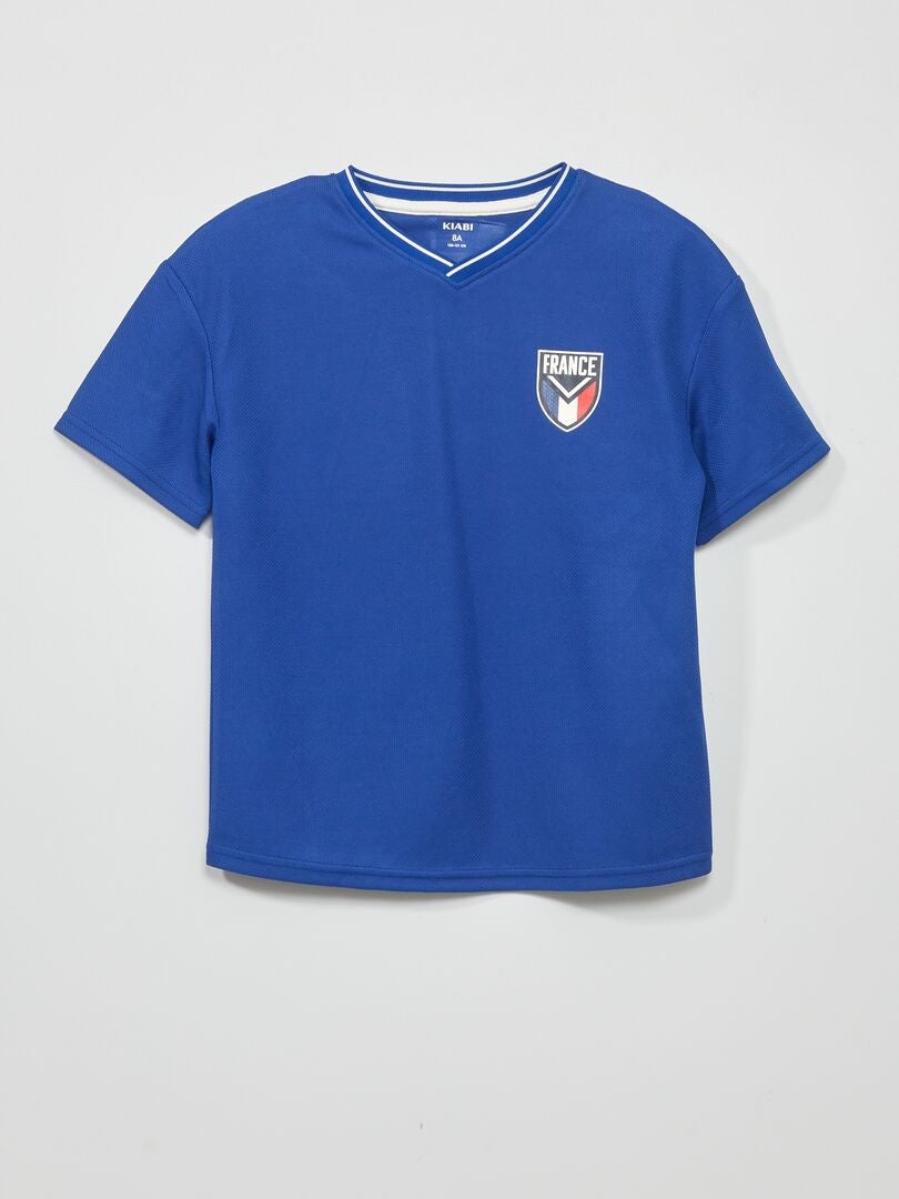 Camiseta de manga curta em malha - AZUL